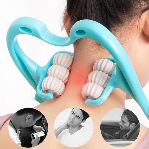 PureRelief 6-Wheel Neck Massager Instant Pain Relief for Neck Back & Shoulders (Imported from Japan)